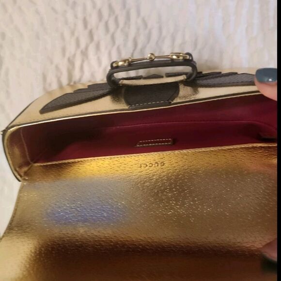 BNIB Ltd.Ed. GUCCI x ADIDAS Gold Metallic Leather Handbag #722009520981 $4250 main image 12